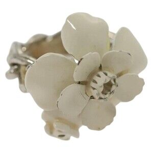 Chanel Camelia Ring Metal White CC